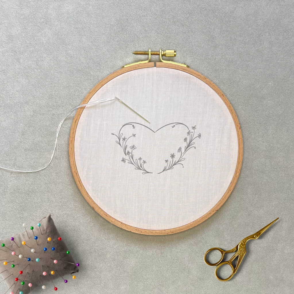 Floral Heart Embroidery PDF Pattern – Creative Allure