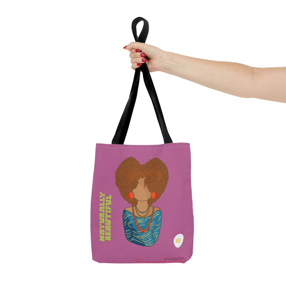 Bold & Beautiful: African-American Woman with Natural Hair on Purple Background - Artistic Tote Bag