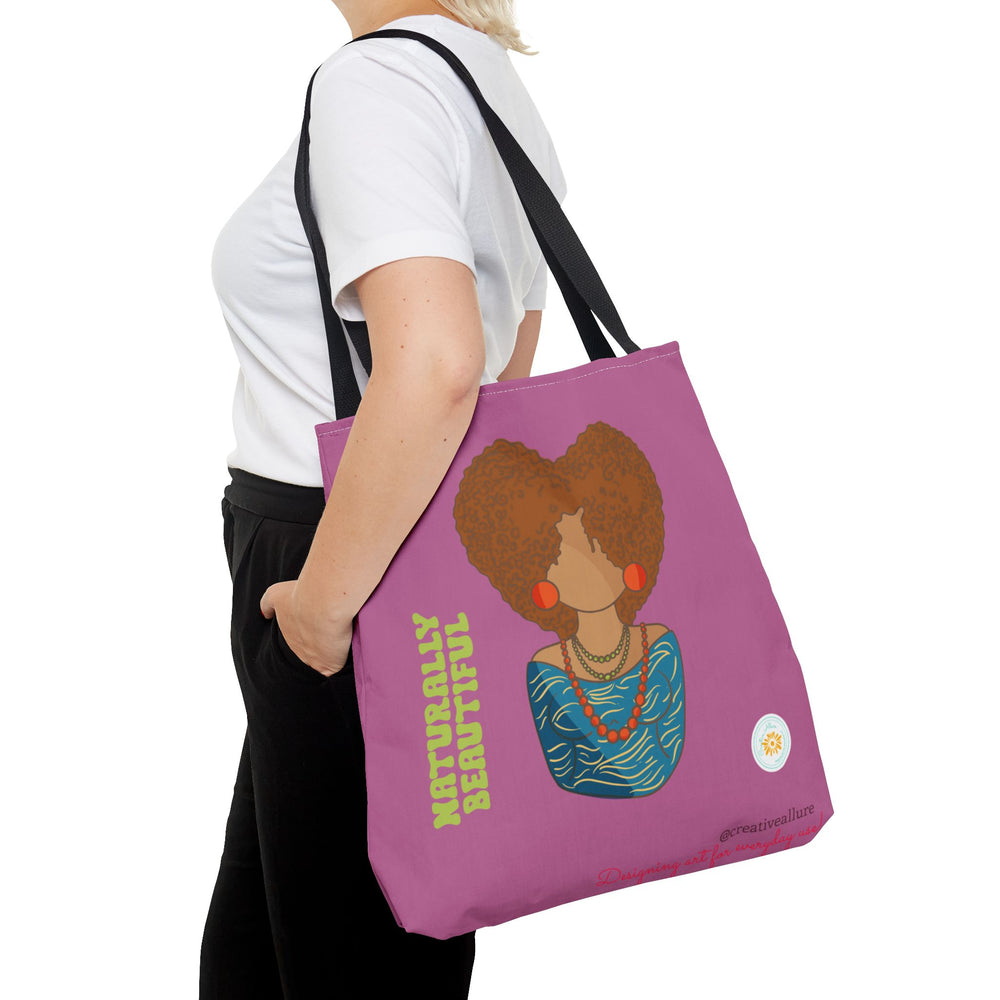 Bold & Beautiful: African-American Woman with Natural Hair on Purple Background - Artistic Tote Bag