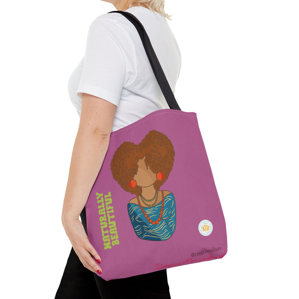 Bold & Beautiful: African-American Woman with Natural Hair on Purple Background - Artistic Tote Bag
