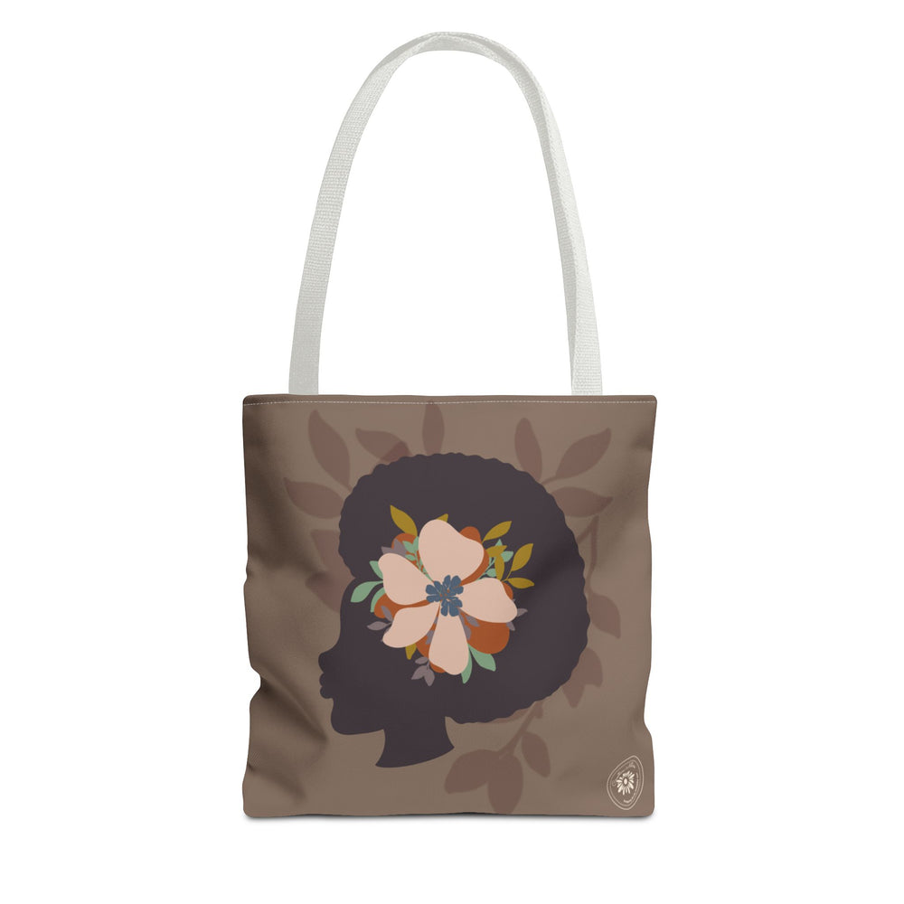 Afro Silhouette with Floral Hair - Elegant Nature-Inspired Design Tote Bag