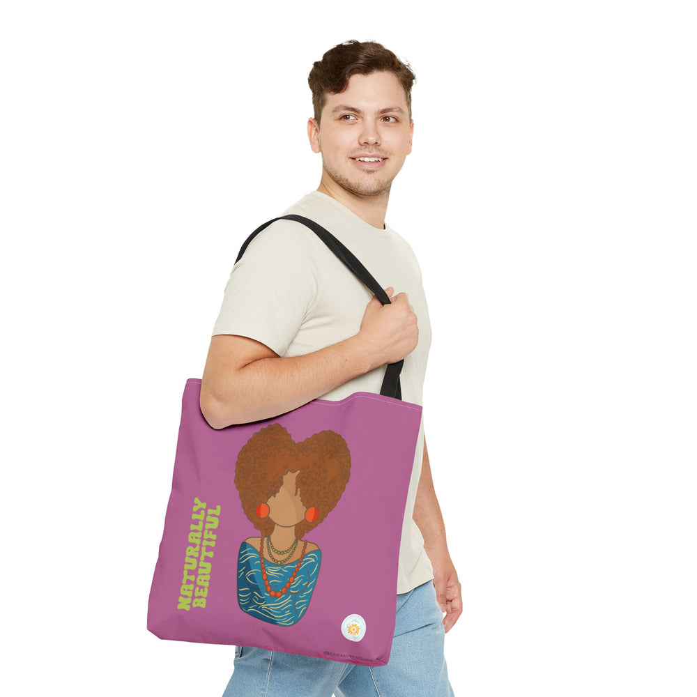 Bold & Beautiful: African-American Woman with Natural Hair on Purple Background - Artistic Tote Bag