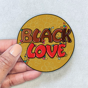 Black Love Heart  Round Sticker