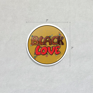 Black Love Heart  Round Sticker