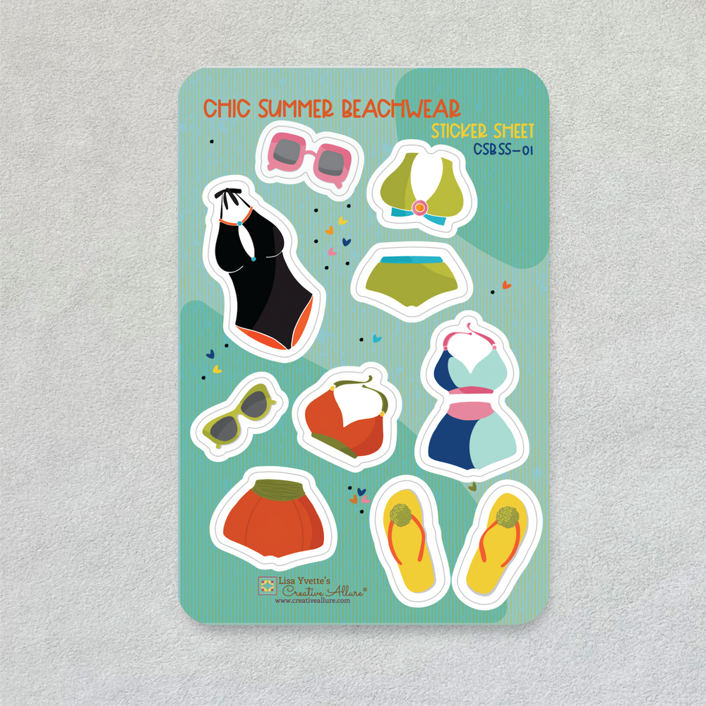 Chic Summer Beachwear Sticker Sheet