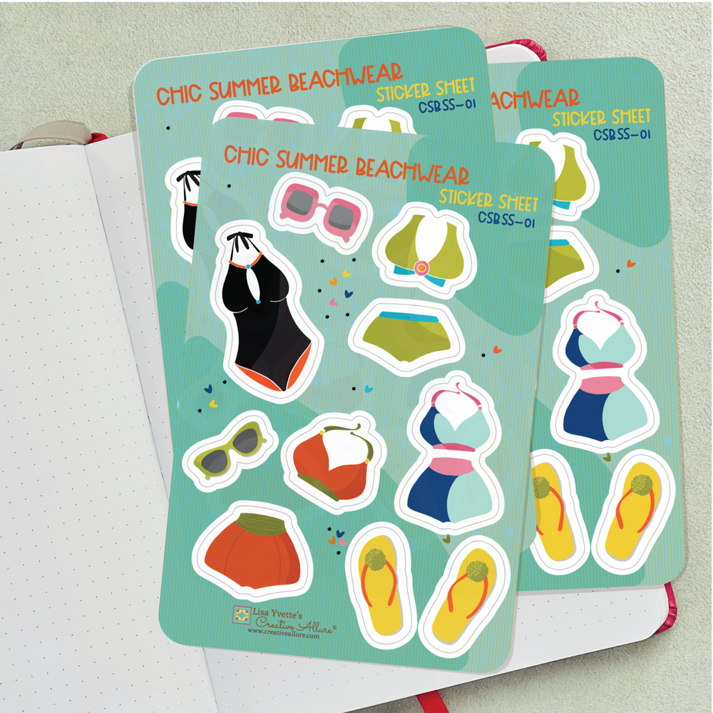 Chic Summer Beachwear Sticker Sheet