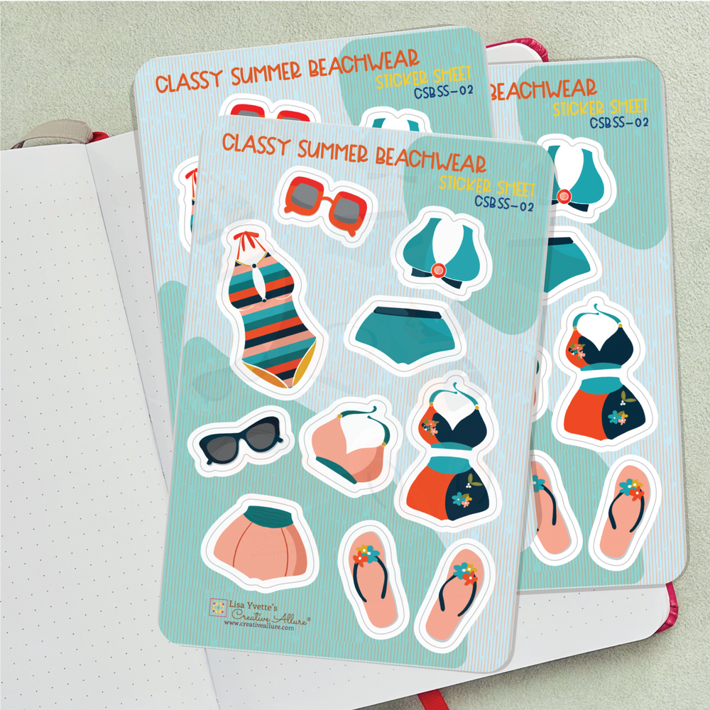 Classic Summer Beachwear Sticker Sheet