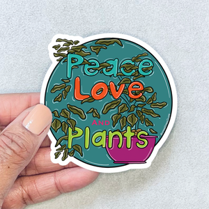 Peace, Love, and Plants Round Sticker