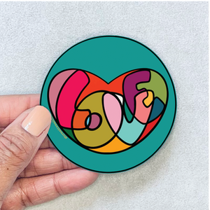 Love Heart Round Sticker