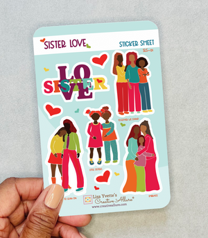 Sister love 4" x 6" sticker sheet