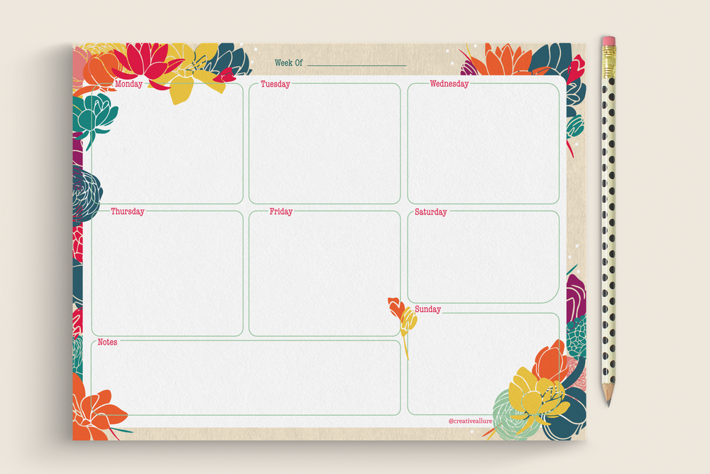 
            
                Load image into Gallery viewer, Floral Week at a glance planner sheet
            
        