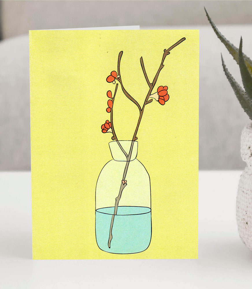 Greeting-card-of-illustrated-flowers-in-a-vase