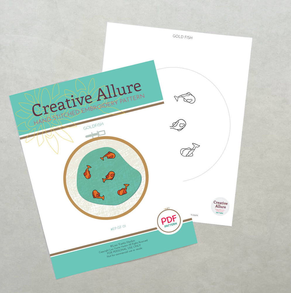 Goldfish Pattern Worksheet Goldfish Embroidery PDF Pattern – Creative Allure