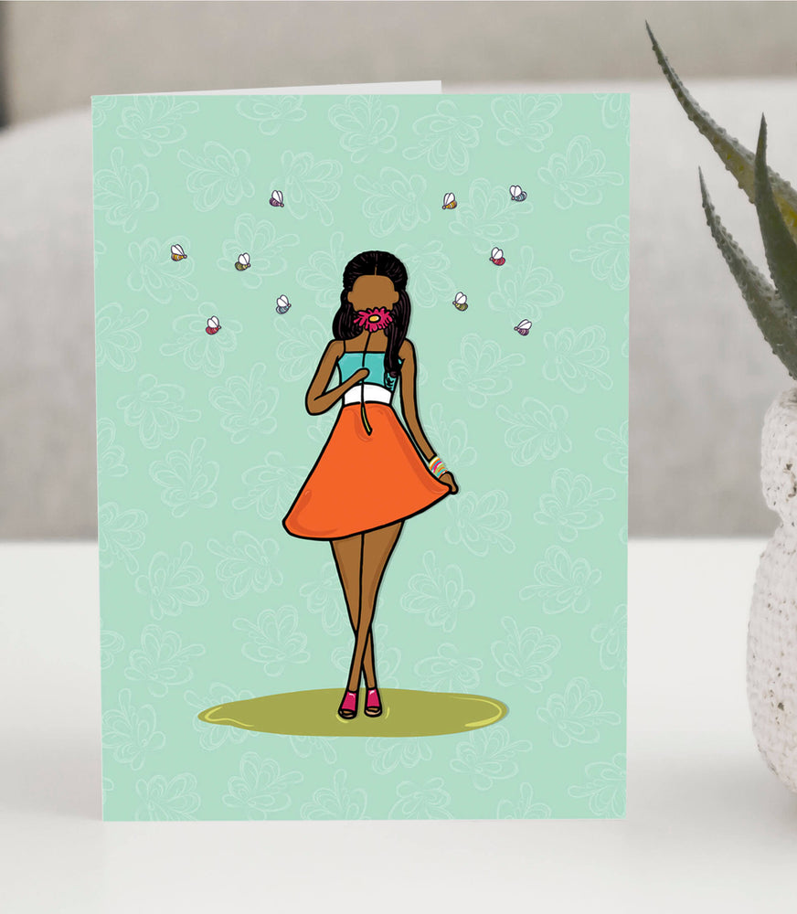 
            
                Load image into Gallery viewer, Greeting-Card-Girl-holding-a-daisy-flower
            
        